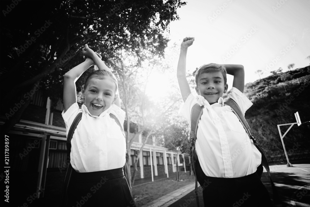 School kids having a fun in campus