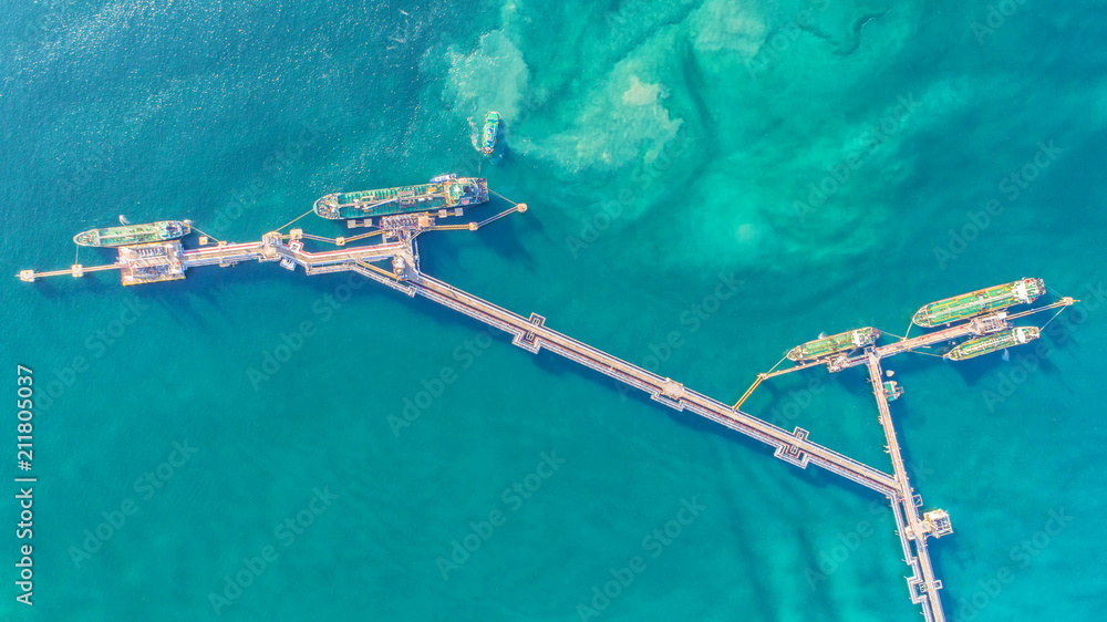 oil tanker, gas tanker in the high sea.Refinery Industry cargo ship,aerial view,Thailand, in import 