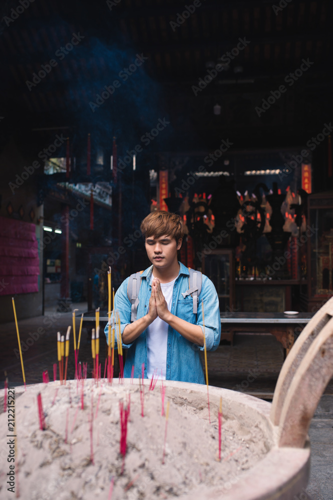 In Ho Chi Minh City, Vietnam, A bridge incense students an academic luck at Thien Hau Temple, Cholon