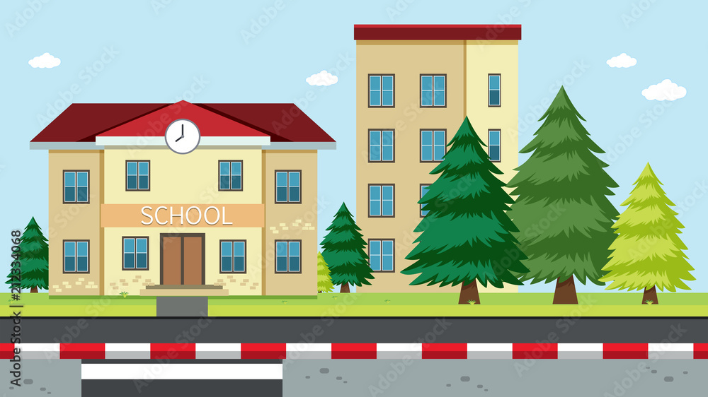 A School Building Scene