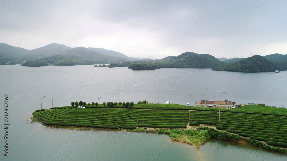 Aerial photos of the tianzi lake and islands in anhui province, China.