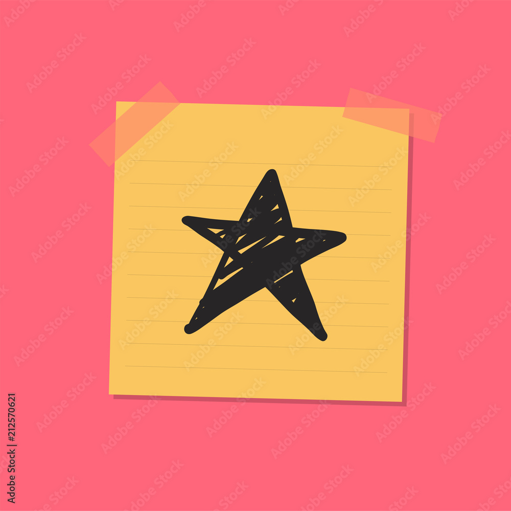 Star sketch sticky note illustration