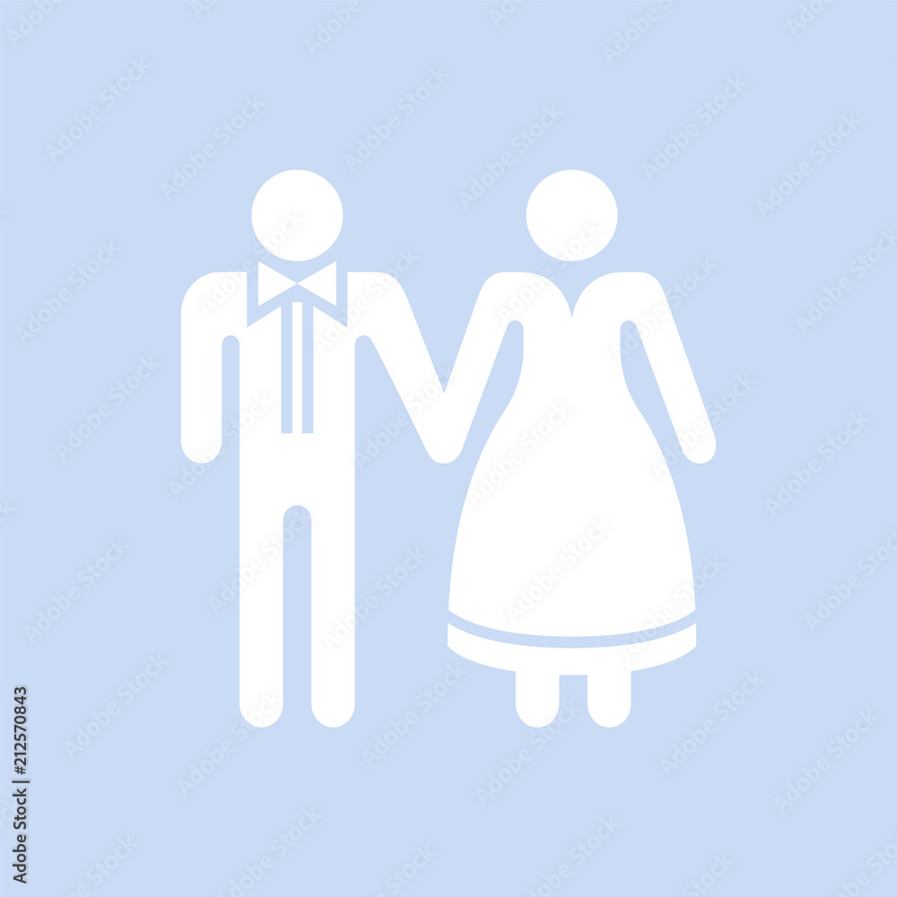 Bride and groom holding hands graphic illustration