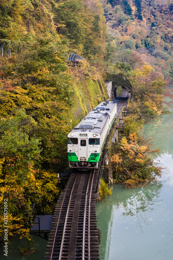 秋天的福岛三岛町田见线