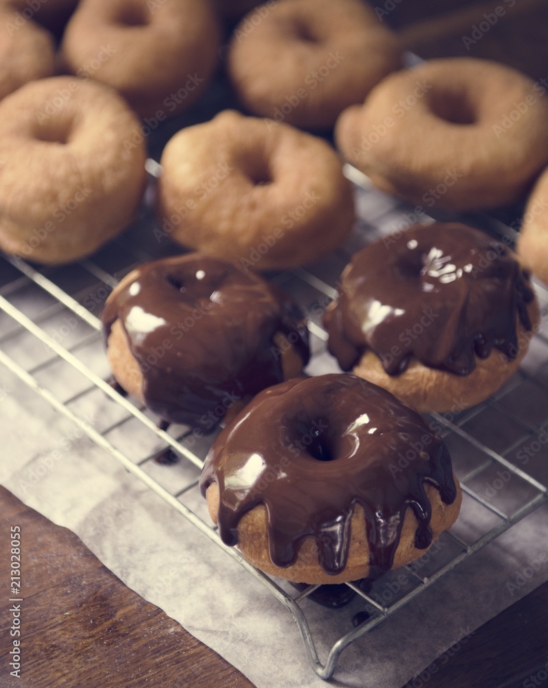 Homemade chocolate doughnuts food photography recipe idea