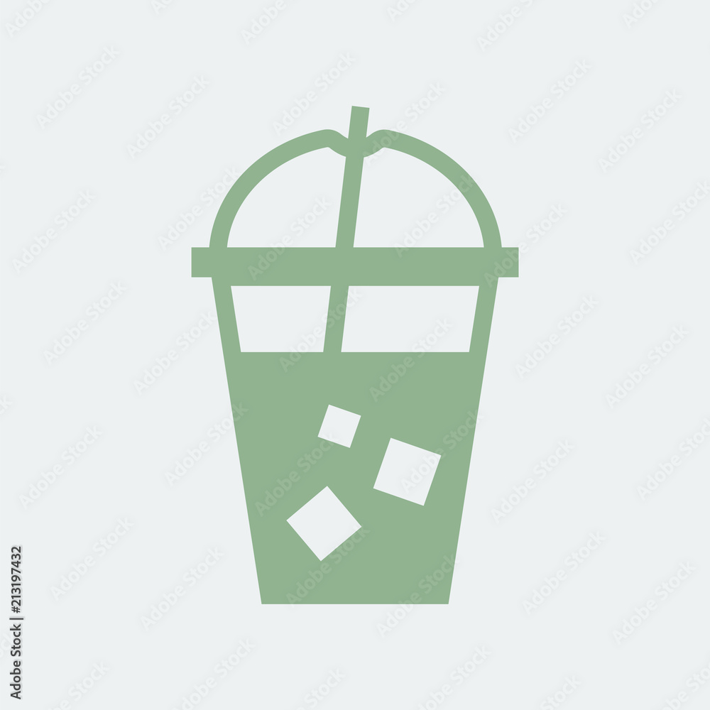 Cold drink in a plastic cup illustration