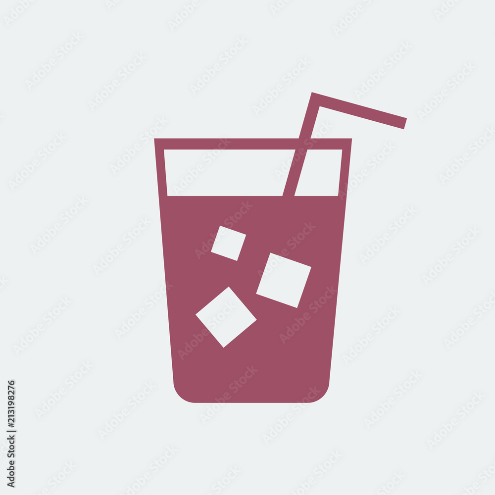 Refreshing cold drink with a straw illustration