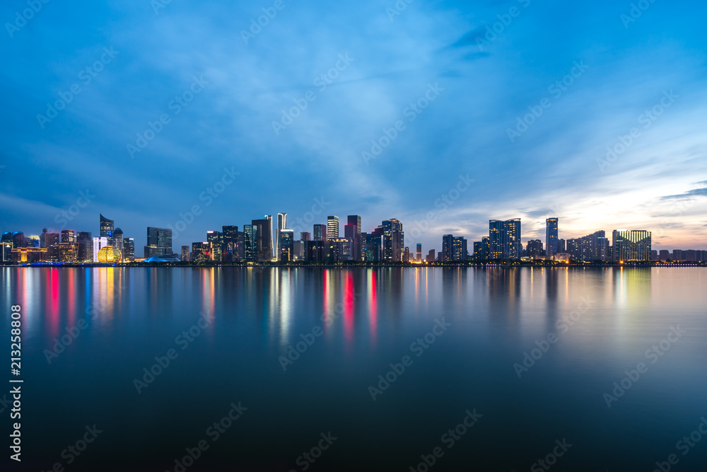 杭州城市天际线全景