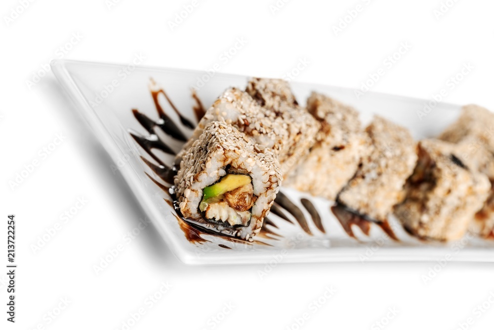 Plate of sushi - isolated image