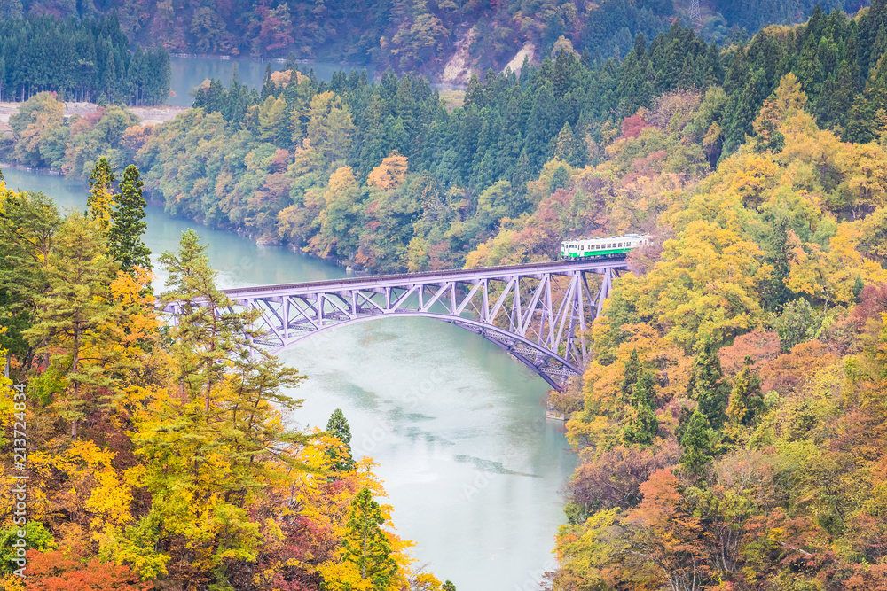 秋天的福岛三岛町田见线