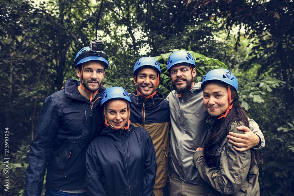 Team building outdoor in the forest