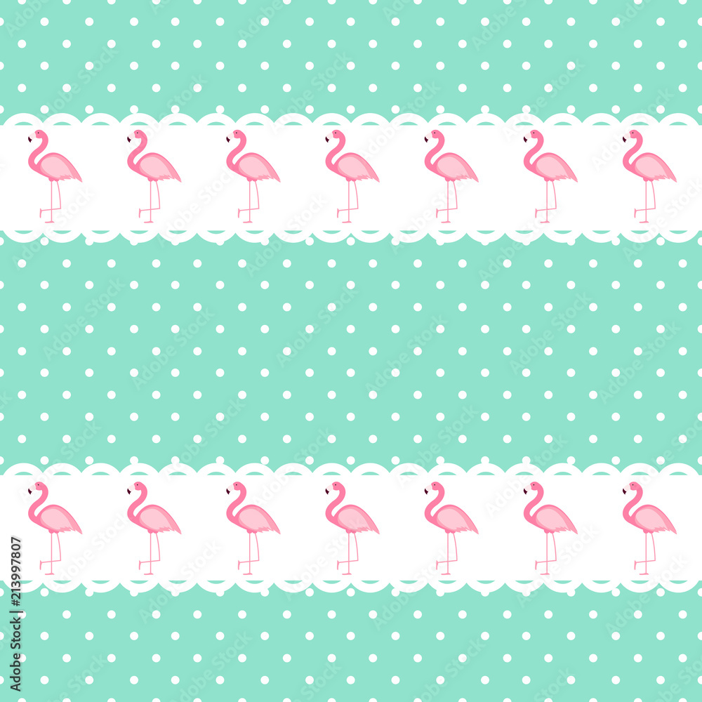 Cute Seamless Flamingo Pattern Vector Illustration