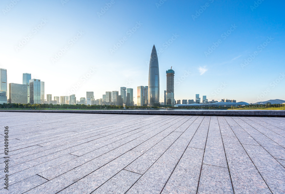 空广场全景城市天际线