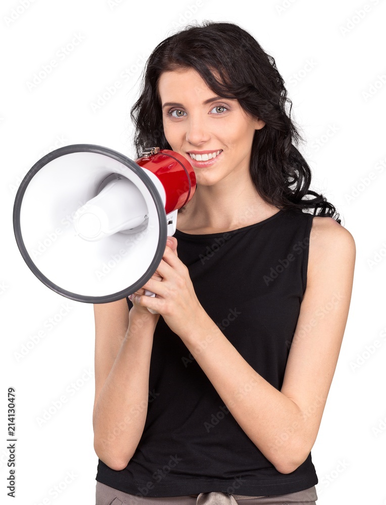 Woman Using a Megaphone