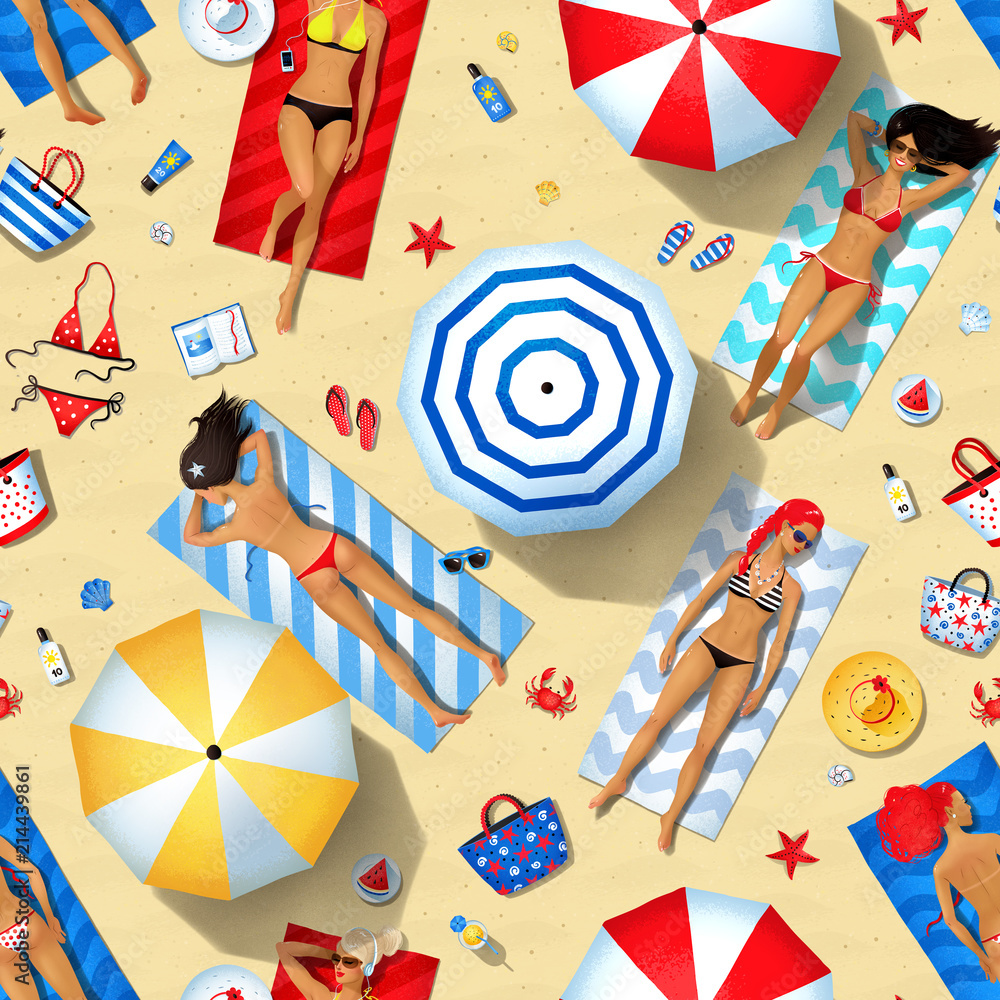 Seamless pattern with summertime illustration