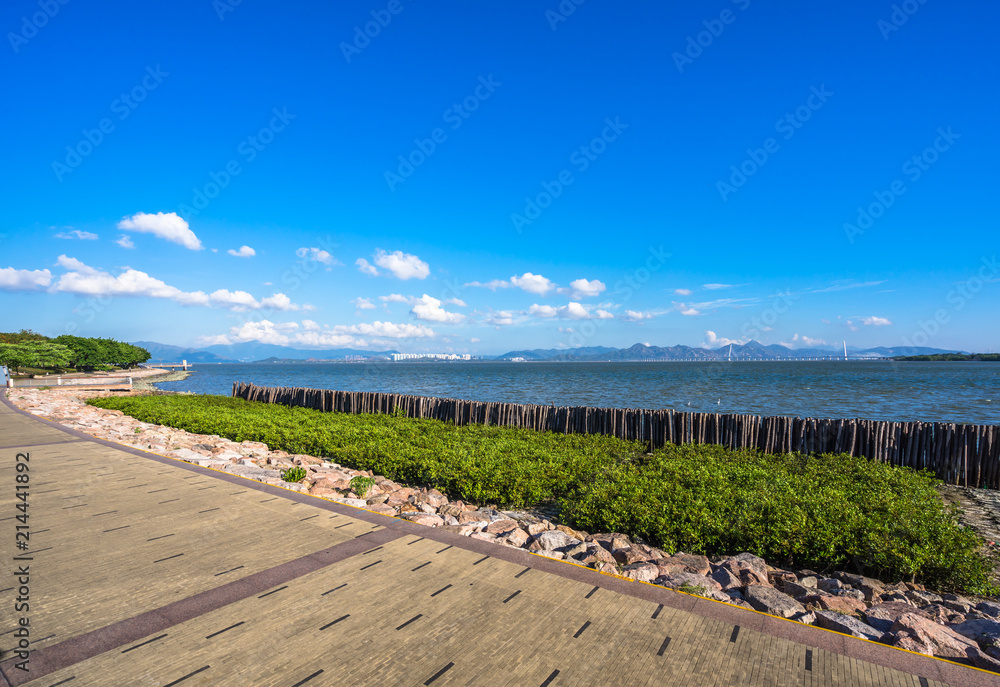 landscape of sea and mountain