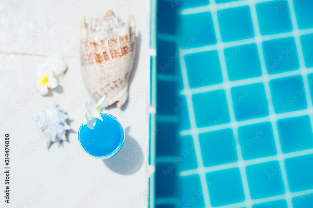 Cocktail glasses at pool, beach side