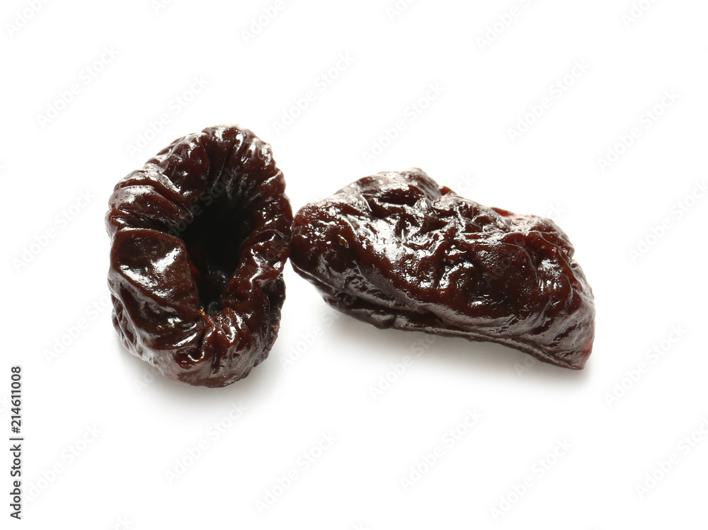 Prunes on white background