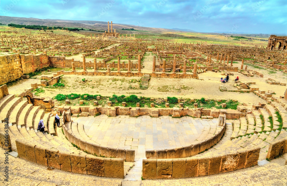 Timgad，阿尔及利亚一座罗马柏柏尔人城市的废墟。