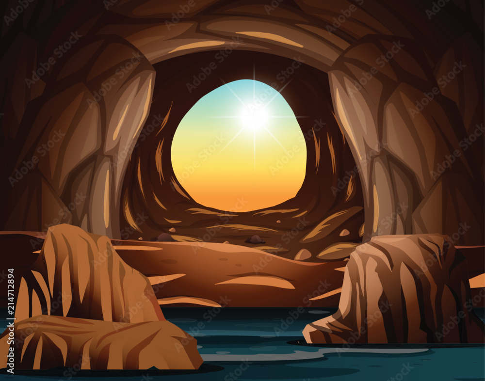 Cave with sunlight opening