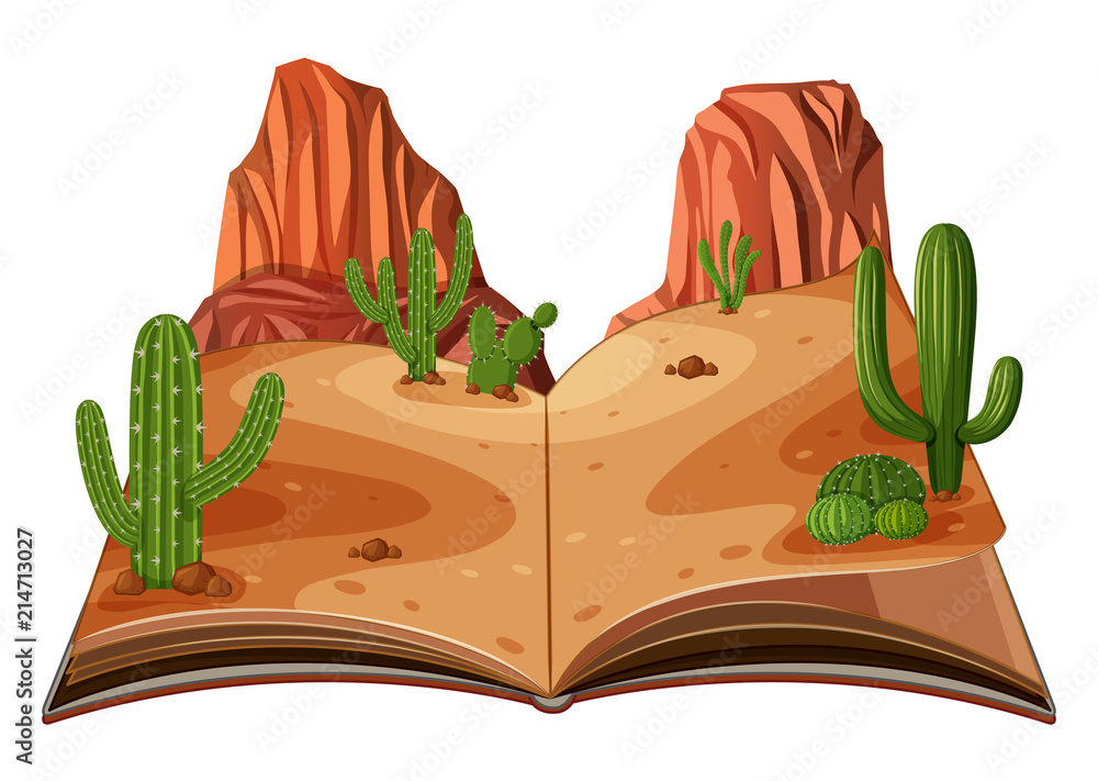 A pop up book desert scene