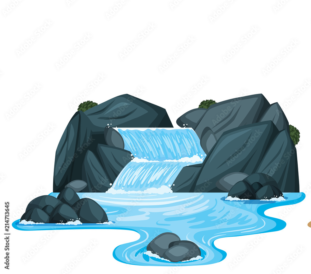 A small waterfall with rocks