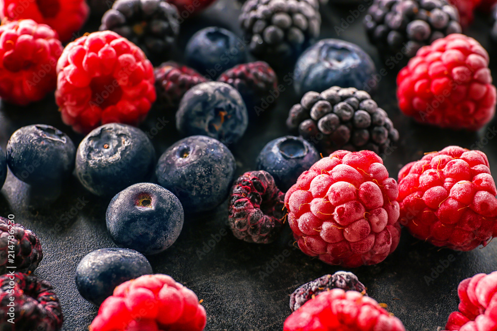 Frozen delicious berries, closeup