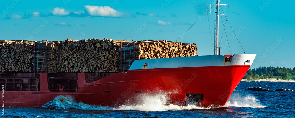 Cargo ship with wood