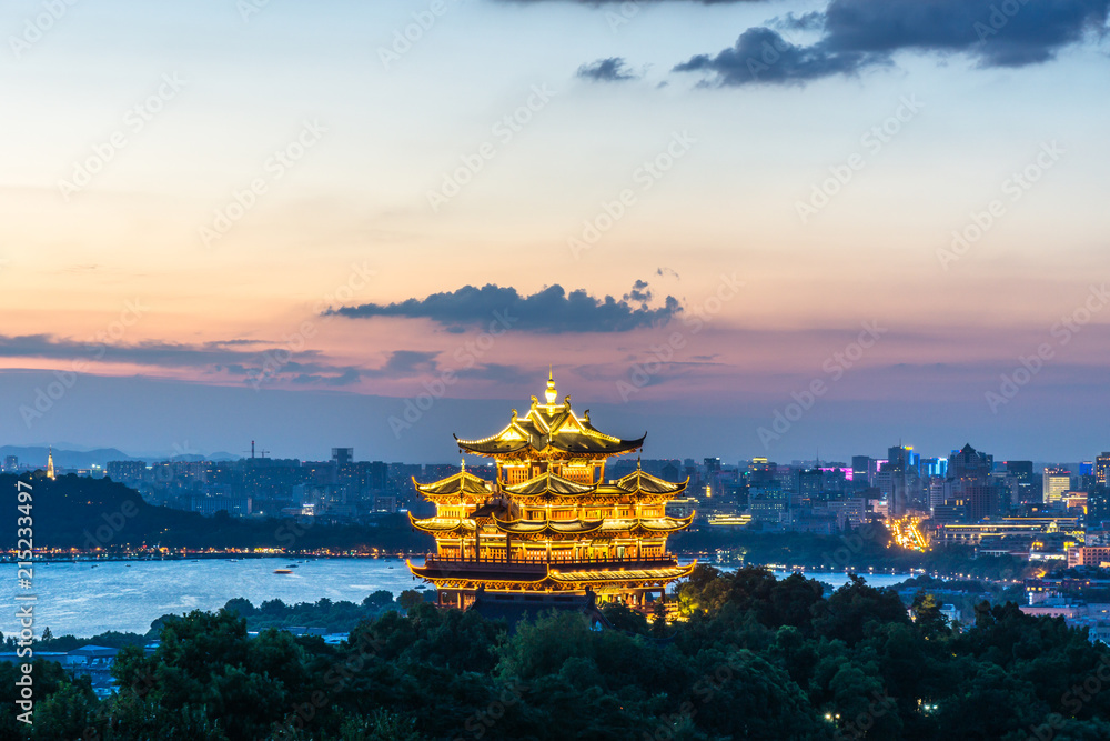 landscape of chenghuang temple in hangzhou china