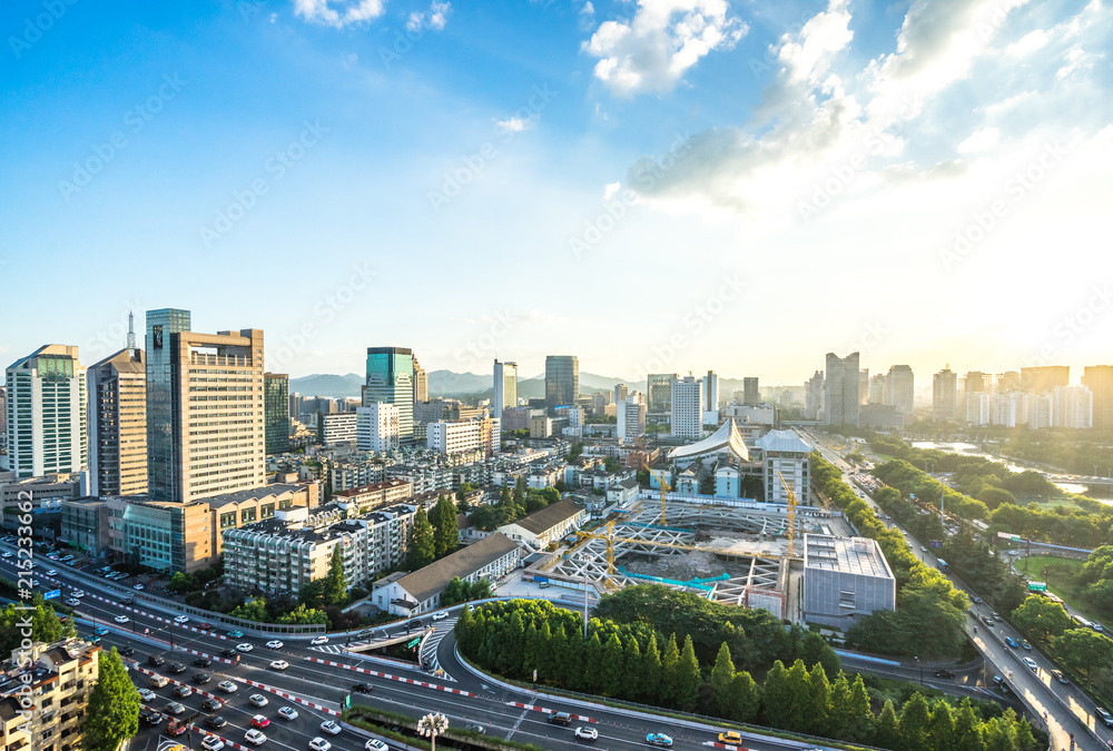 中国杭州的城市天际线