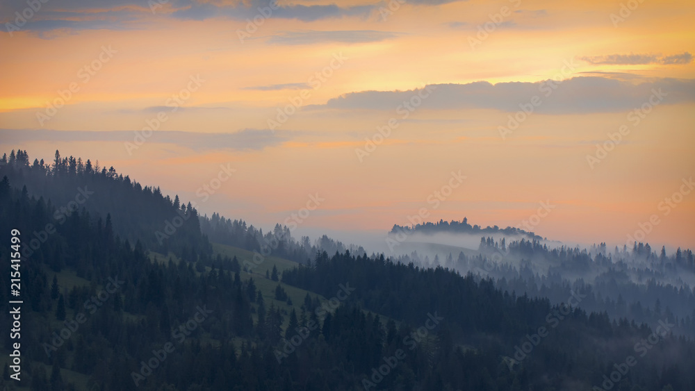 Sunset in the mountains, Ukrainian Carpathians