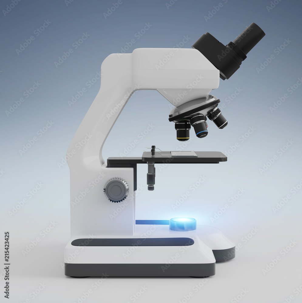 Modern digital microscope 3D rendering