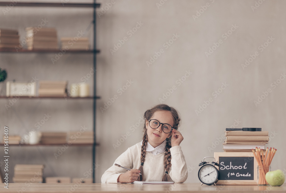 Little pupil with eyeglasses