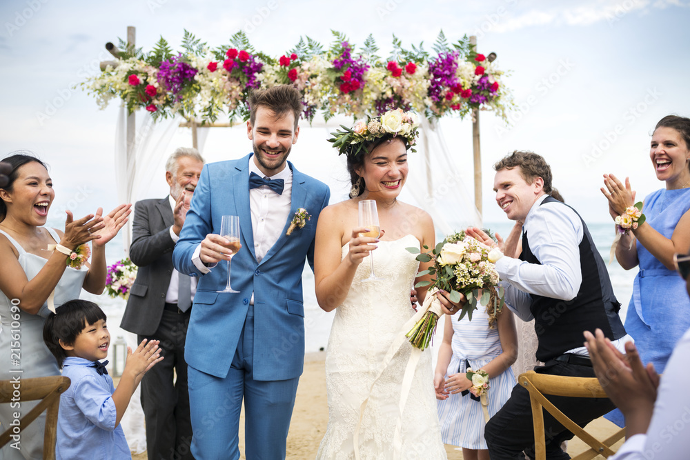 Young Caucasian couple wedding day