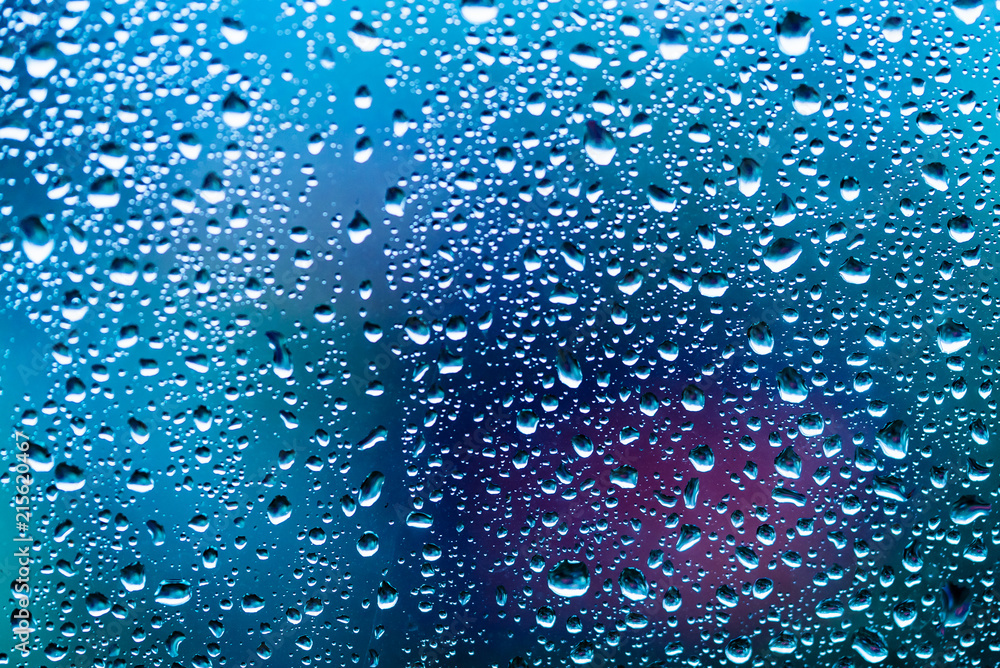 Water drops background. Rain drops on clear window