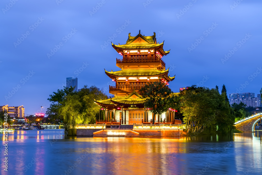 中国浙江淮安古代建筑的美丽风景