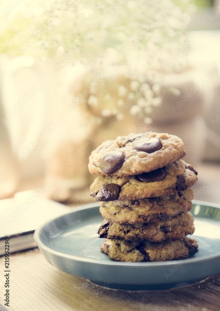 Chocolate chip cookies food photography recipe idea