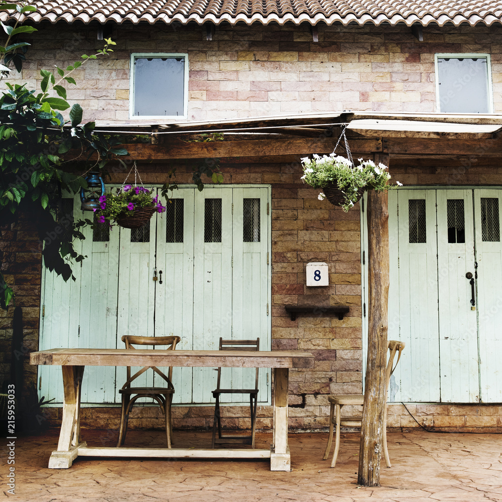 The front of traditional cottage house