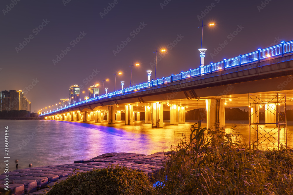 苏州金鸡湖与建筑景观夜景