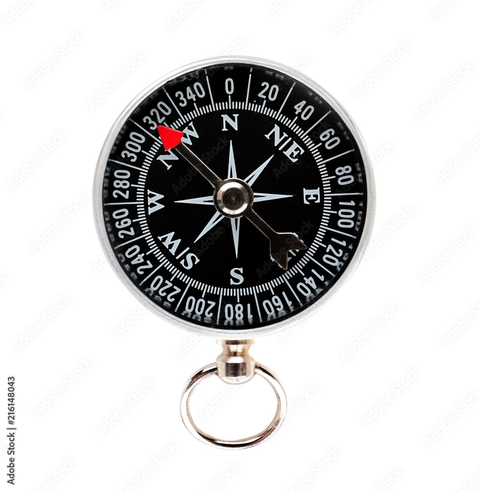 Modern compass on white background