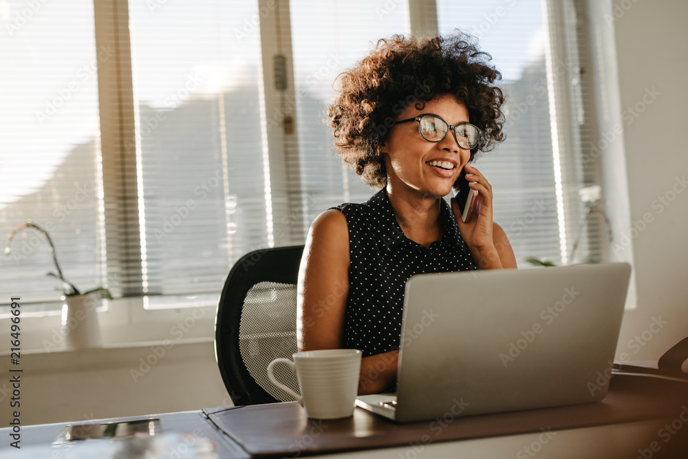 Woman working at startup office