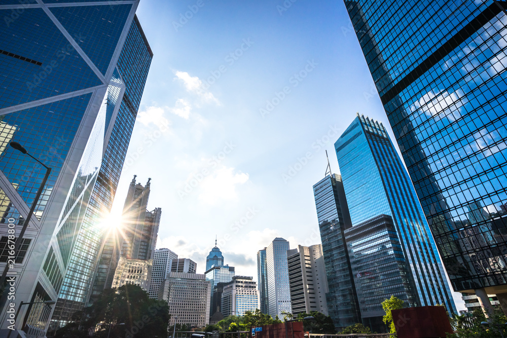 modern office building in hong kong china