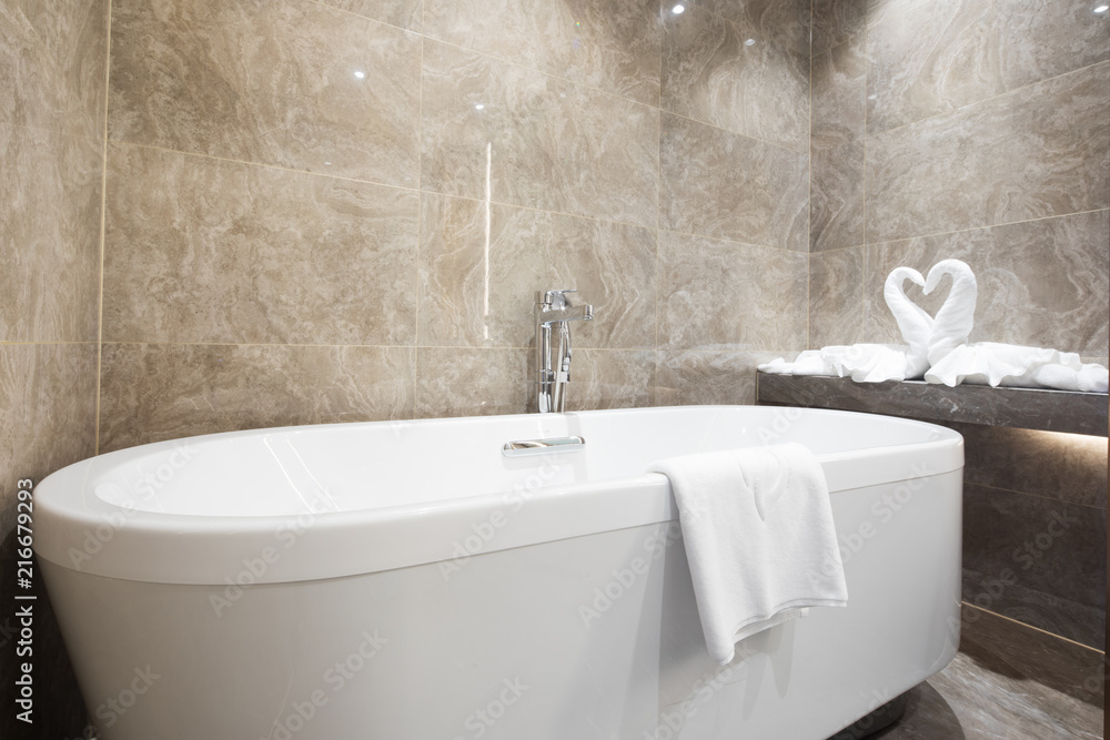 Bathroom interior with bathtub