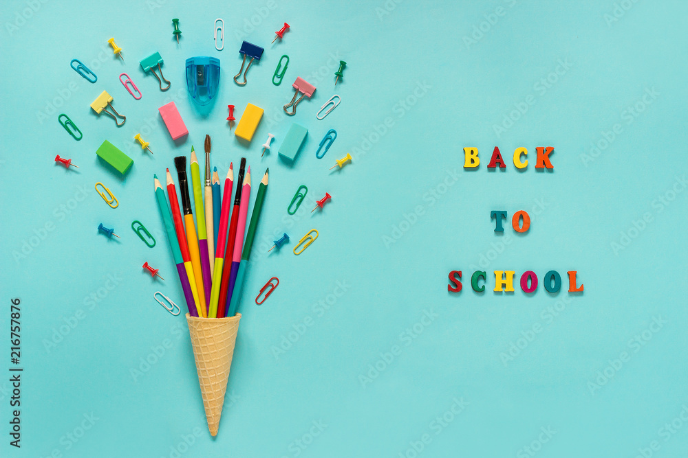 Stationery Pencils paintbrush paperclip in waffle ice cream cone