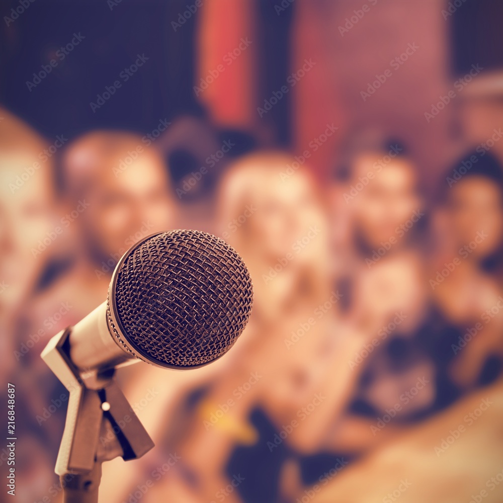 Composite image of microphone with stand