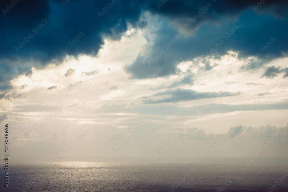 Evening sky with dark stormy clouds.