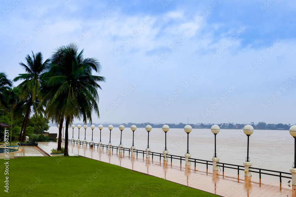 walk way along khong river ,Thailand