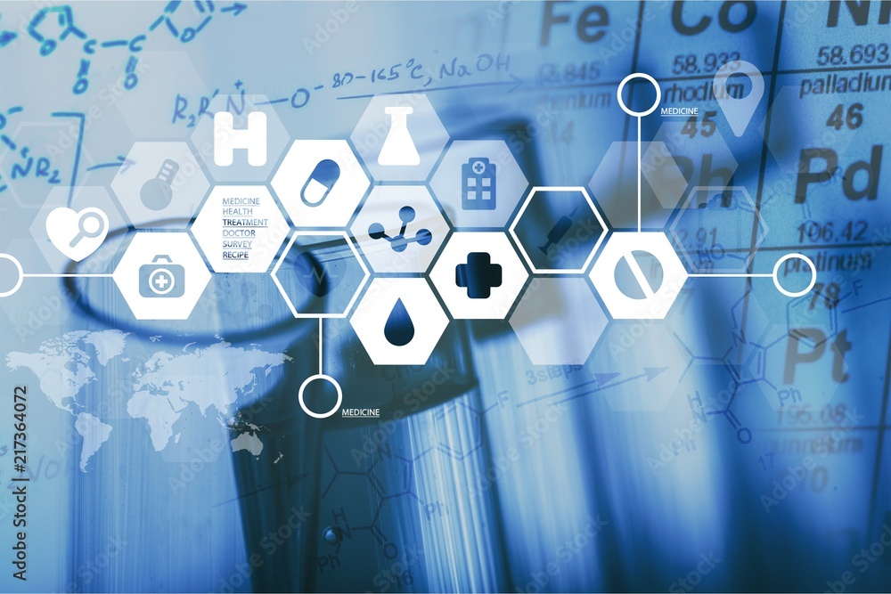 带有科学图标的科学实验室试管，