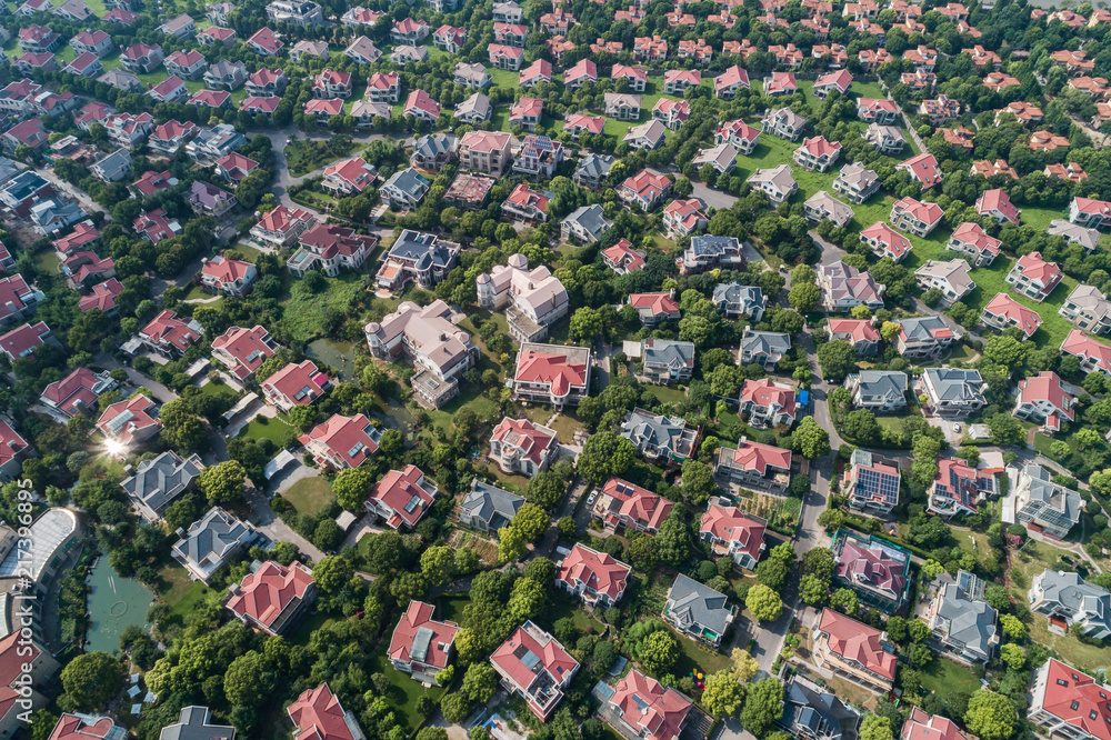 上海郊区邻里住宅鸟瞰图