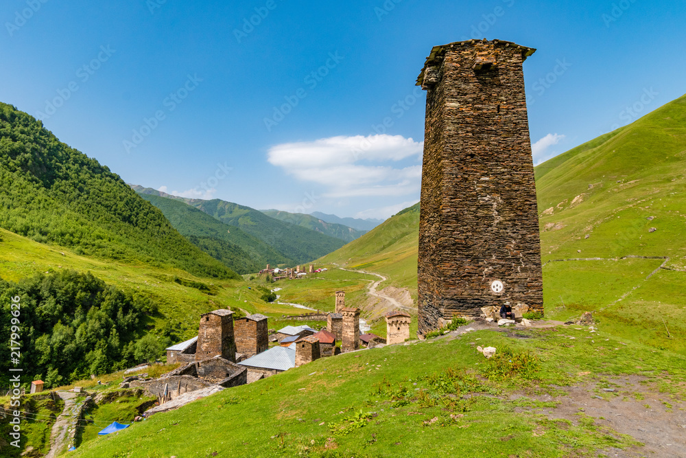 Svan塔-防御石塔，Ushguli，Mestia区，格鲁吉亚